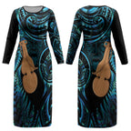 Kotiate New Zealand Couples Matching Long Sleeve Bodycon Dress and Hawaiian Shirt Maori Weapon Paua Shell Haka Fern LT14