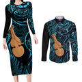 Kotiate New Zealand Couples Matching Long Sleeve Bodycon Dress and Long Sleeve Button Shirt Maori Weapon Paua Shell Haka Fern