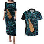 Kotiate New Zealand Couples Matching Puletasi and Hawaiian Shirt Maori Weapon Paua Shell Haka Fern