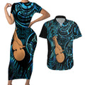 Kotiate New Zealand Couples Matching Short Sleeve Bodycon Dress and Hawaiian Shirt Maori Weapon Paua Shell Haka Fern