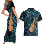 Kotiate New Zealand Couples Matching Short Sleeve Bodycon Dress and Hawaiian Shirt Maori Weapon Paua Shell Haka Fern