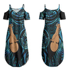Kotiate New Zealand Couples Matching Summer Maxi Dress and Hawaiian Shirt Maori Weapon Paua Shell Haka Fern LT14