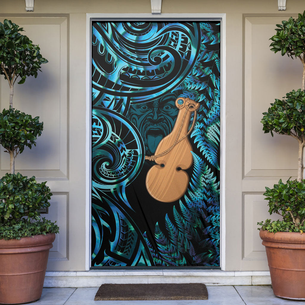 Kotiate New Zealand Door Cover Maori Weapon Paua Shell Haka Fern