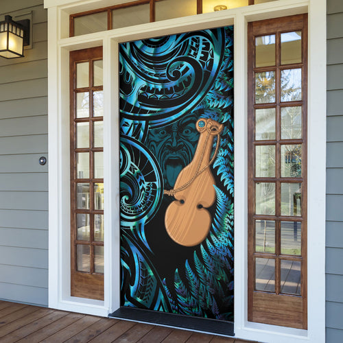 Kotiate New Zealand Door Cover Maori Weapon Paua Shell Haka Fern
