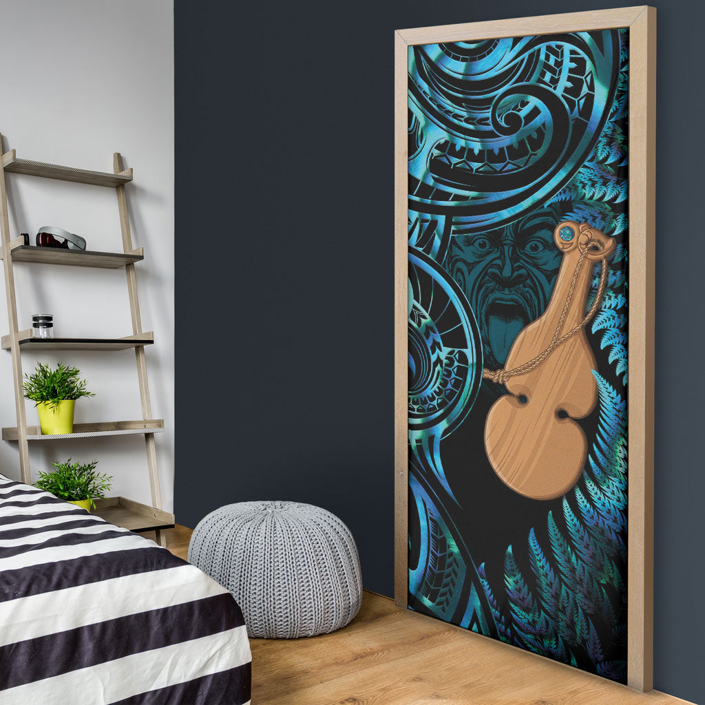 Kotiate New Zealand Door Cover Maori Weapon Paua Shell Haka Fern