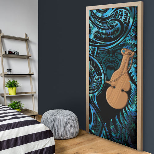 Kotiate New Zealand Door Cover Maori Weapon Paua Shell Haka Fern