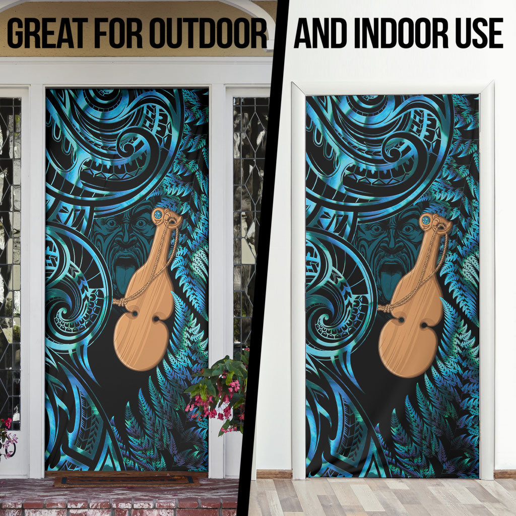 Kotiate New Zealand Door Cover Maori Weapon Paua Shell Haka Fern