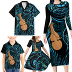 Kotiate New Zealand Family Matching Long Sleeve Bodycon Dress and Hawaiian Shirt Maori Weapon Paua Shell Haka Fern