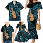 Kotiate New Zealand Family Matching Mermaid Dress and Hawaiian Shirt Maori Weapon Paua Shell Haka Fern
