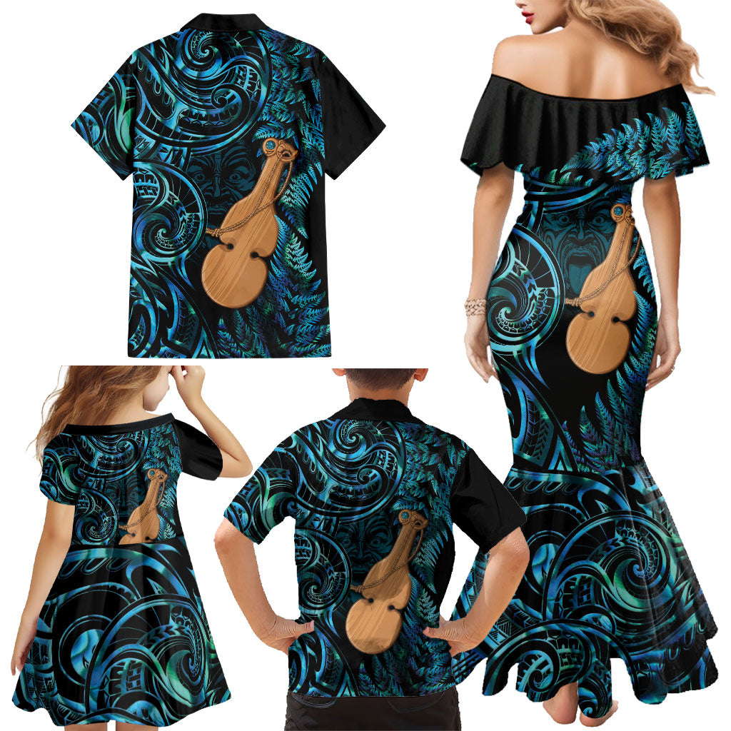 Kotiate New Zealand Family Matching Mermaid Dress and Hawaiian Shirt Maori Weapon Paua Shell Haka Fern