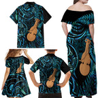 Kotiate New Zealand Family Matching Off Shoulder Maxi Dress and Hawaiian Shirt Maori Weapon Paua Shell Haka Fern