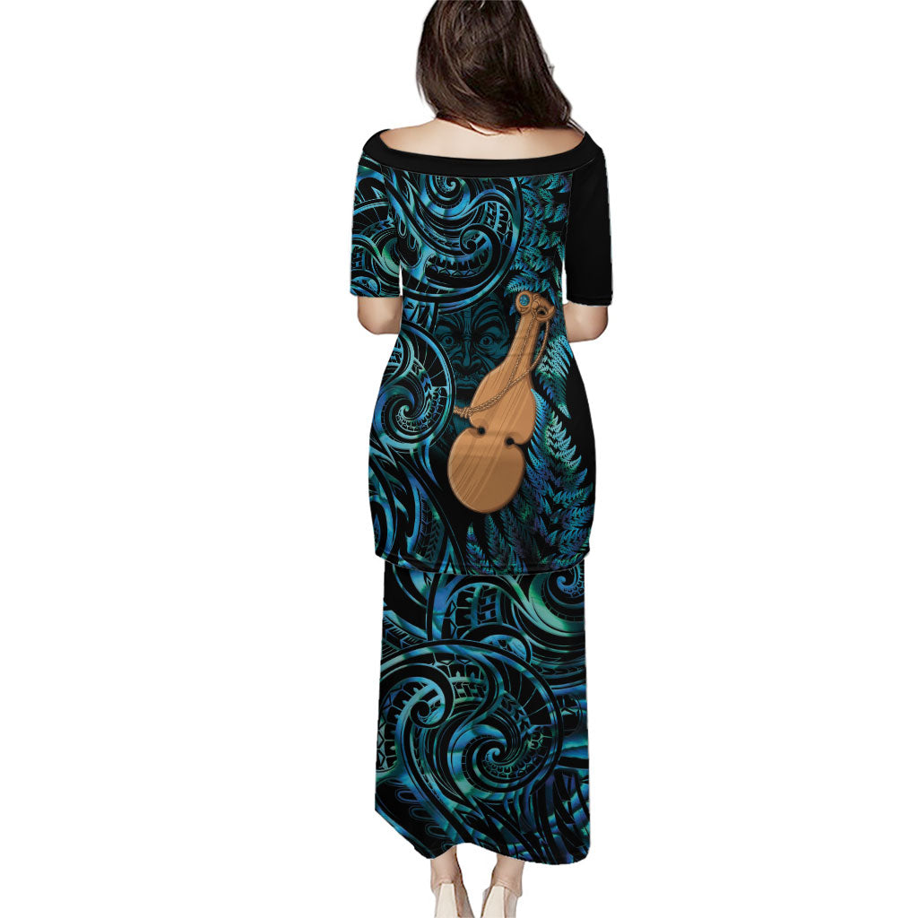 Kotiate New Zealand Family Matching Puletasi and Hawaiian Shirt Maori Weapon Paua Shell Haka Fern