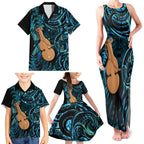 Kotiate New Zealand Family Matching Tank Maxi Dress and Hawaiian Shirt Maori Weapon Paua Shell Haka Fern