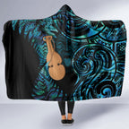 Kotiate New Zealand Hooded Blanket Maori Weapon Paua Shell Haka Fern