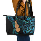 Kotiate New Zealand Leather Tote Bag Maori Weapon Paua Shell Haka Fern