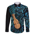 Kotiate New Zealand Long Sleeve Button Shirt Maori Weapon Paua Shell Haka Fern