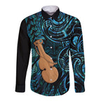 Kotiate New Zealand Long Sleeve Button Shirt Maori Weapon Paua Shell Haka Fern