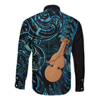 Kotiate New Zealand Long Sleeve Button Shirt Maori Weapon Paua Shell Haka Fern