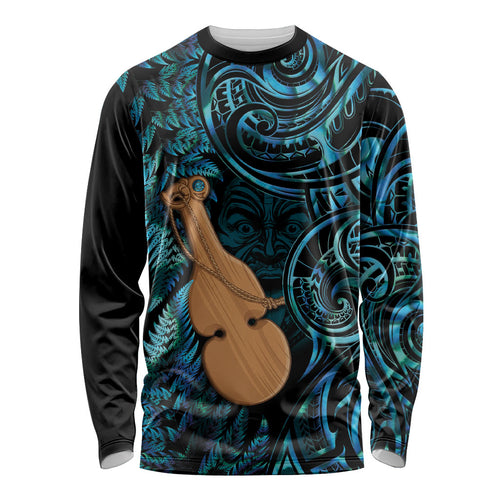 Kotiate New Zealand Long Sleeve Shirt Maori Weapon Paua Shell Haka Fern