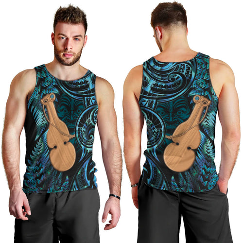 Kotiate New Zealand Men Tank Top Maori Weapon Paua Shell Haka Fern