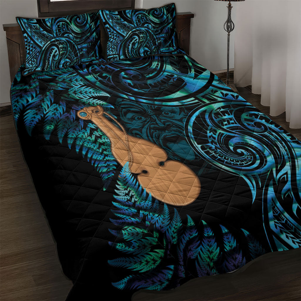 Kotiate New Zealand Quilt Bed Set Maori Weapon Paua Shell Haka Fern