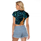 Kotiate New Zealand Raglan Cropped T Shirt Maori Weapon Paua Shell Haka Fern