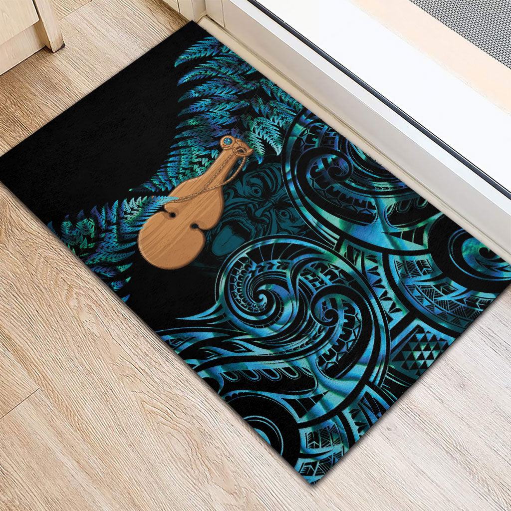 Kotiate New Zealand Rubber Doormat Maori Weapon Paua Shell Haka Fern