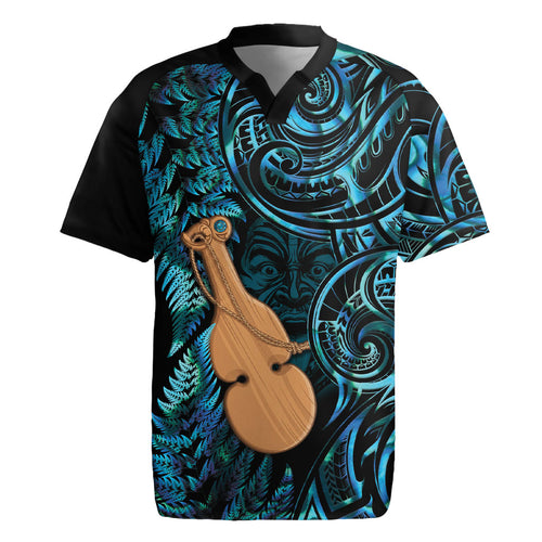 Kotiate New Zealand Rugby Jersey Maori Weapon Paua Shell Haka Fern