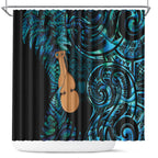 Kotiate New Zealand Shower Curtain Maori Weapon Paua Shell Haka Fern