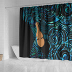 Kotiate New Zealand Shower Curtain Maori Weapon Paua Shell Haka Fern
