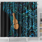 Kotiate New Zealand Shower Curtain Maori Weapon Paua Shell Haka Fern