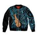 Kotiate New Zealand Sleeve Zip Bomber Jacket Maori Weapon Paua Shell Haka Fern