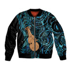 Kotiate New Zealand Sleeve Zip Bomber Jacket Maori Weapon Paua Shell Haka Fern