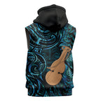 Kotiate New Zealand Sleeveless Zip Hoodie Maori Weapon Paua Shell Haka Fern