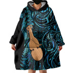 Kotiate New Zealand Wearable Blanket Hoodie Maori Weapon Paua Shell Haka Fern