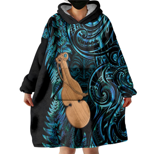 Kotiate New Zealand Wearable Blanket Hoodie Maori Weapon Paua Shell Haka Fern