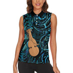 Kotiate New Zealand Women Sleeveless Polo Shirt Maori Weapon Paua Shell Haka Fern