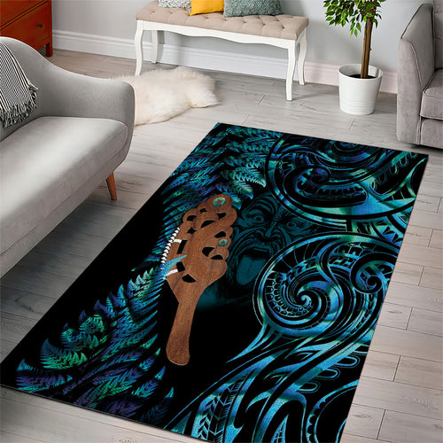 Maripi New Zealand Area Rug Maori Weapon Paua Shell Haka Fern
