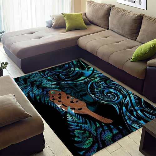 Maripi New Zealand Area Rug Maori Weapon Paua Shell Haka Fern