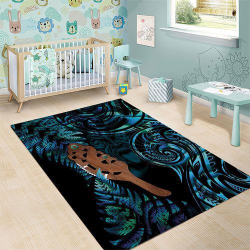 Maripi New Zealand Area Rug Maori Weapon Paua Shell Haka Fern