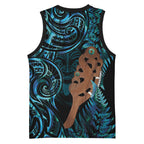 Maripi New Zealand Basketball Jersey Maori Weapon Paua Shell Haka Fern
