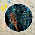 Maripi New Zealand Beach Blanket Maori Weapon Paua Shell Haka Fern