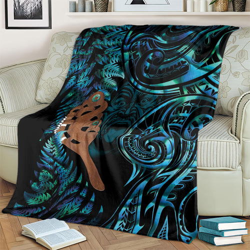 Maripi New Zealand Blanket Maori Weapon Paua Shell Haka Fern
