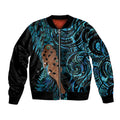 Maripi New Zealand Bomber Jacket Maori Weapon Paua Shell Haka Fern