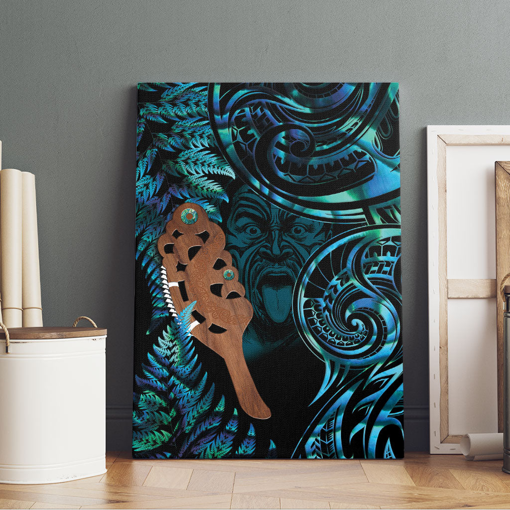 Maripi New Zealand Canvas Wall Art Maori Weapon Paua Shell Haka Fern