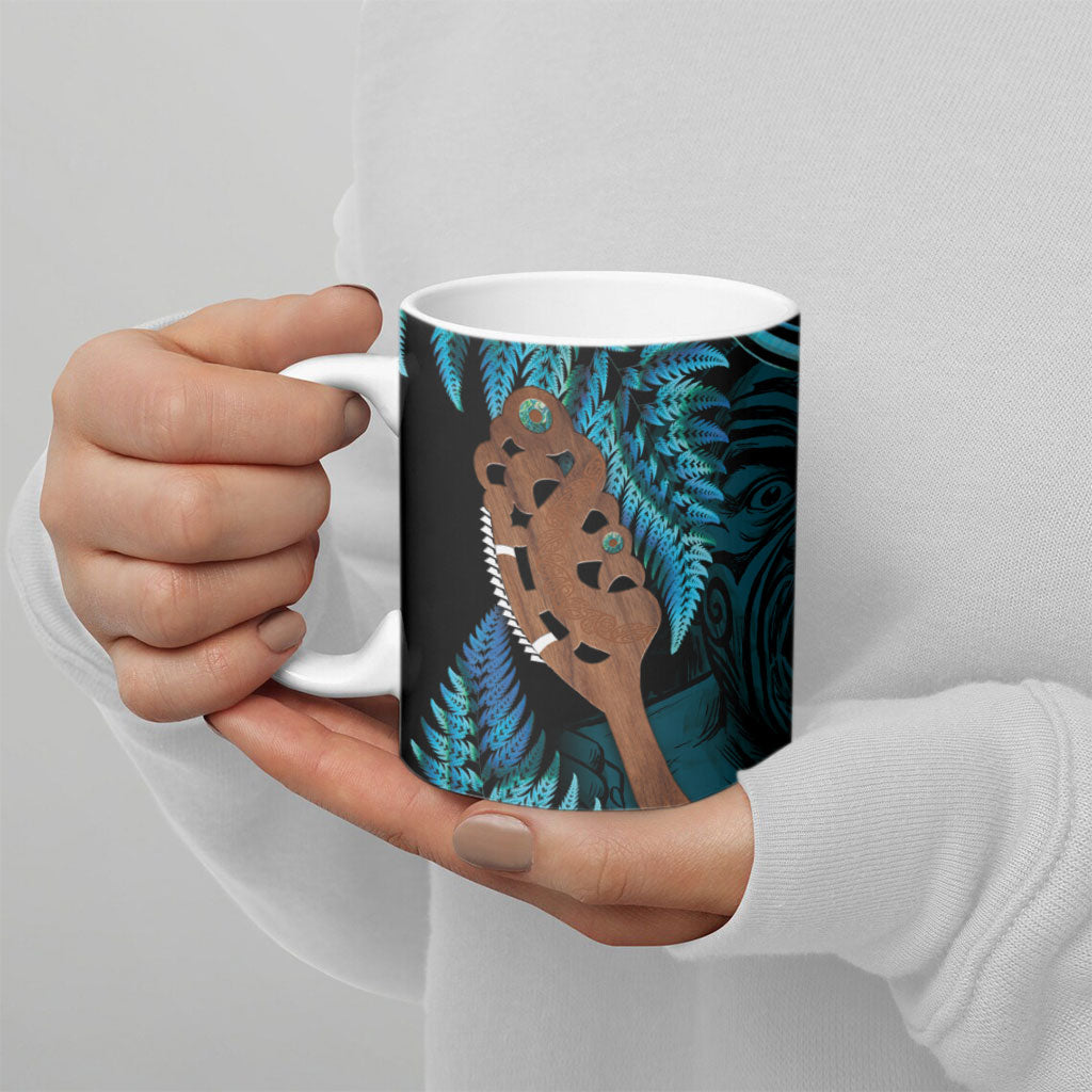 Maripi New Zealand Ceramic Mug Maori Weapon Paua Shell Haka Fern