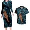 Maripi New Zealand Couples Matching Long Sleeve Bodycon Dress and Hawaiian Shirt Maori Weapon Paua Shell Haka Fern