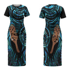 Maripi New Zealand Couples Matching Short Sleeve Bodycon Dress and Long Sleeve Button Shirt Maori Weapon Paua Shell Haka Fern LT14