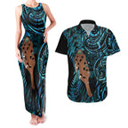 Maripi New Zealand Couples Matching Tank Maxi Dress and Hawaiian Shirt Maori Weapon Paua Shell Haka Fern