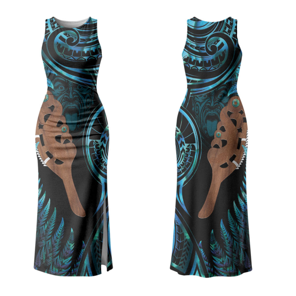 Maripi New Zealand Couples Matching Tank Maxi Dress and Hawaiian Shirt Maori Weapon Paua Shell Haka Fern LT14
